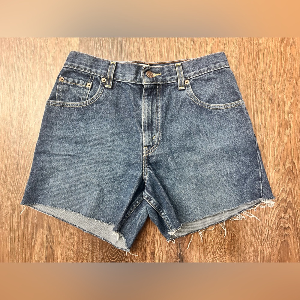 Levi Strauss Denim Blue Women's Cut Off Raw Hem Shorts Size 8 Medium Cotton